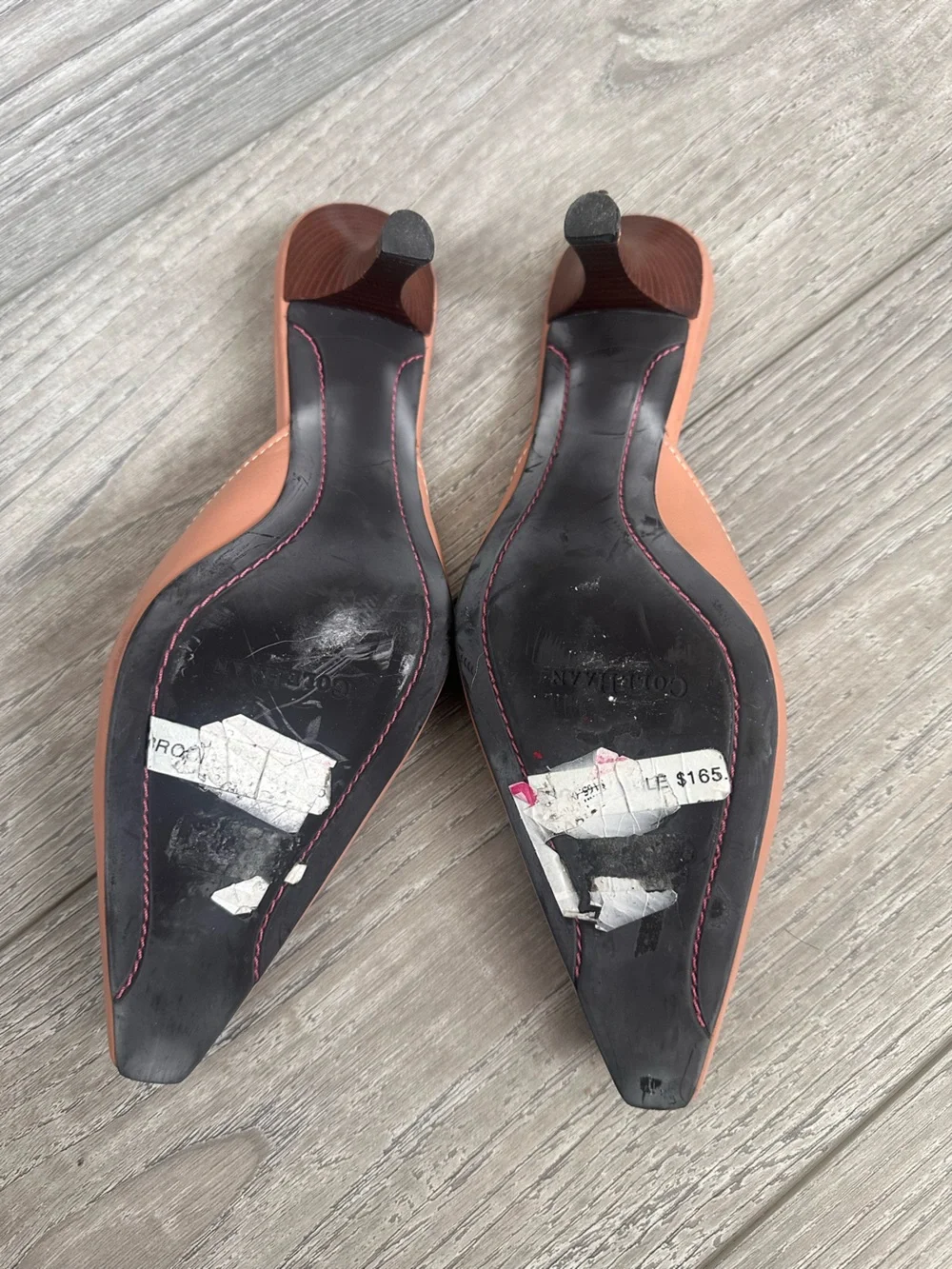 Cole Haan Peach Leather Slip-On Mules heels with Bow Detail size 6 - Picture 2 of 5